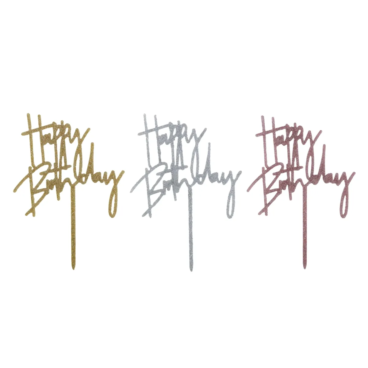 Glitter Happy Birthday Cake Topper Party Decor
