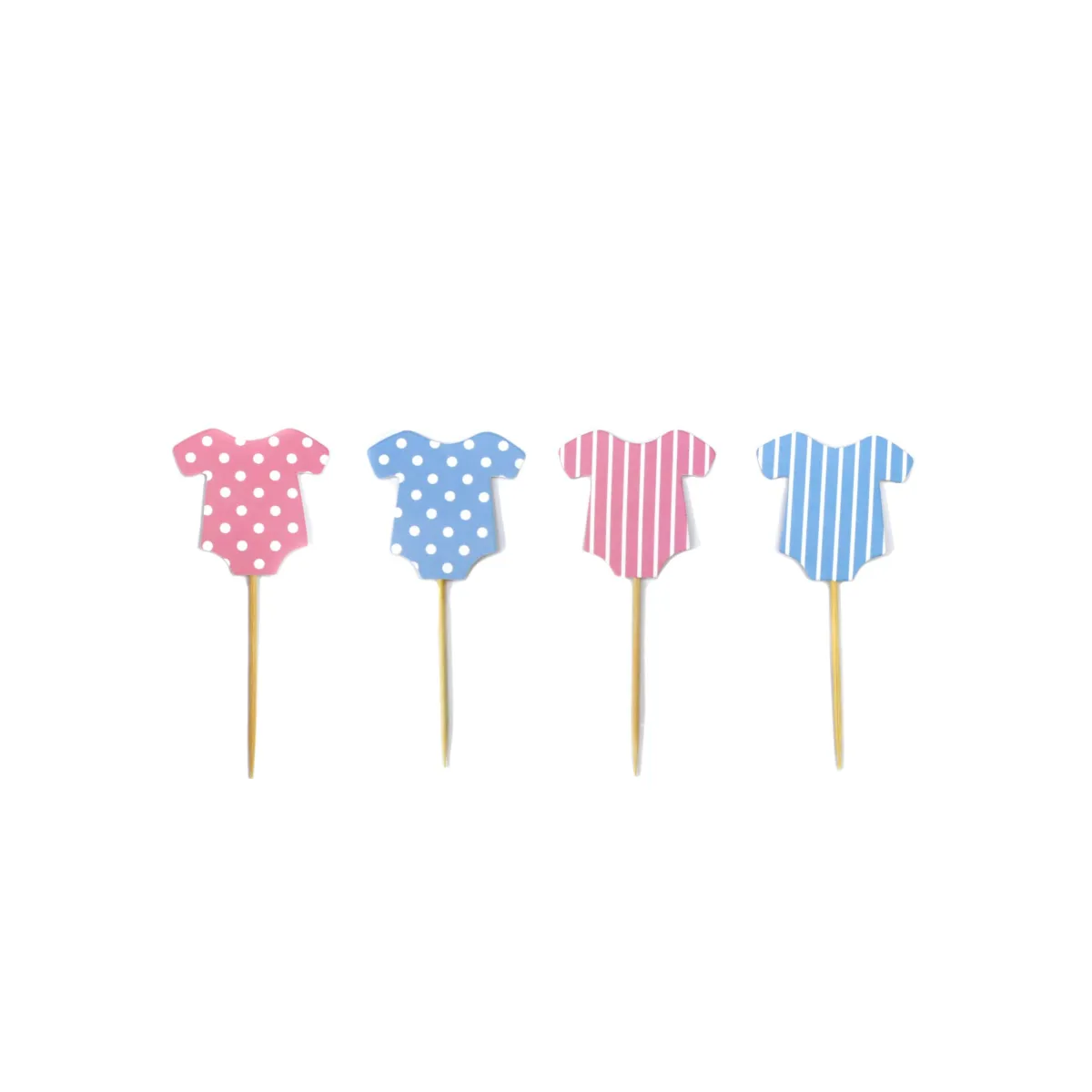 Dotted Baby Jumpsuit Cake Picks – Adorable Touch for Baby Celebrations!