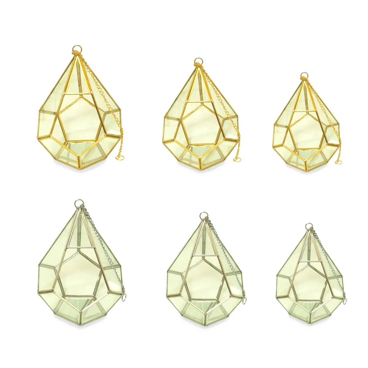 Tear Shape Glass House – Mirror Base & Chain, 3 Sizes