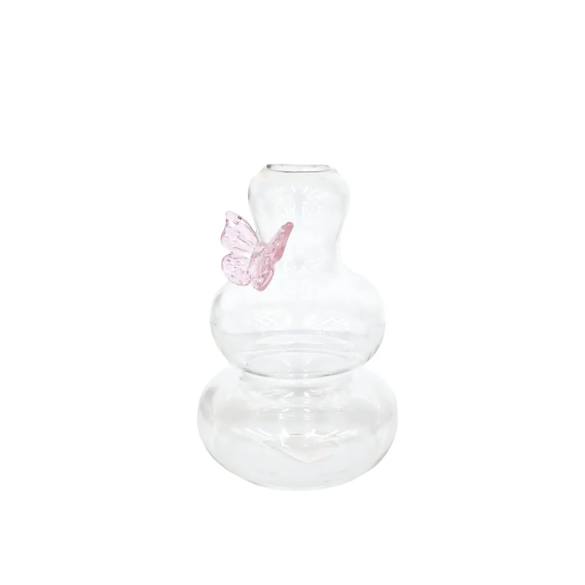 Pink Butterfly Pebble Glass Vase – Elegant Decor
