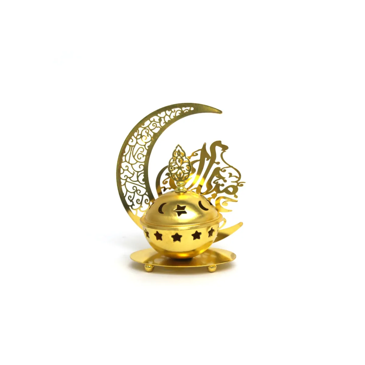 Gold Crescent Eid Mubarak Diffuser Holder – Islamic Aromatherapy Decor, Eid Celebration Essential, Elegant Home Gift Idea