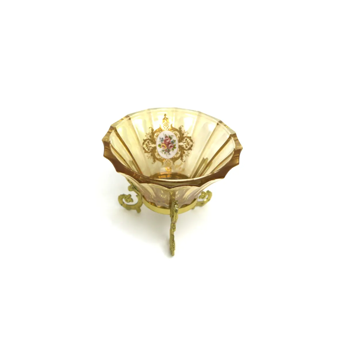 Amber Priscilla Three Legs Bowl – Elegant Glass Bowl