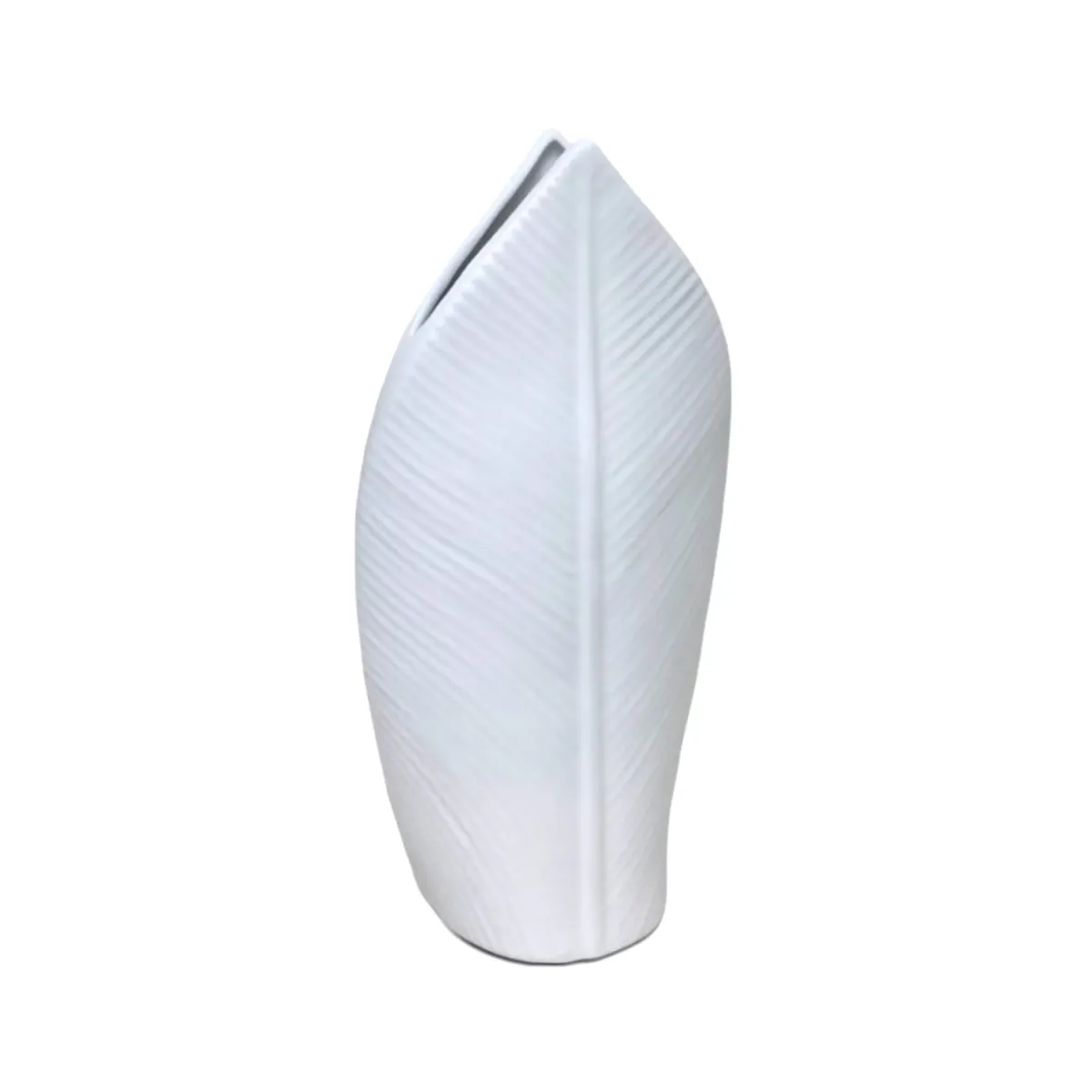 White Leaf Design Tall Ceramic Vase – 32.5 cm