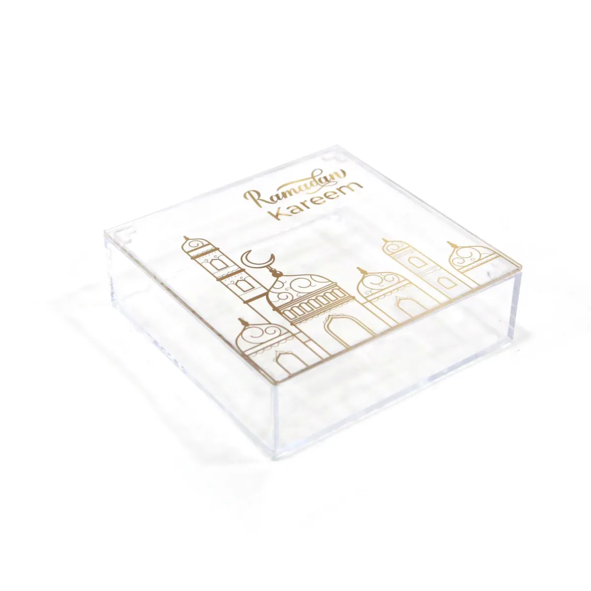 “Elegant Mosque” Ramadan Kareem Square Plexi Box – Distinctive Ramadan Decoratives