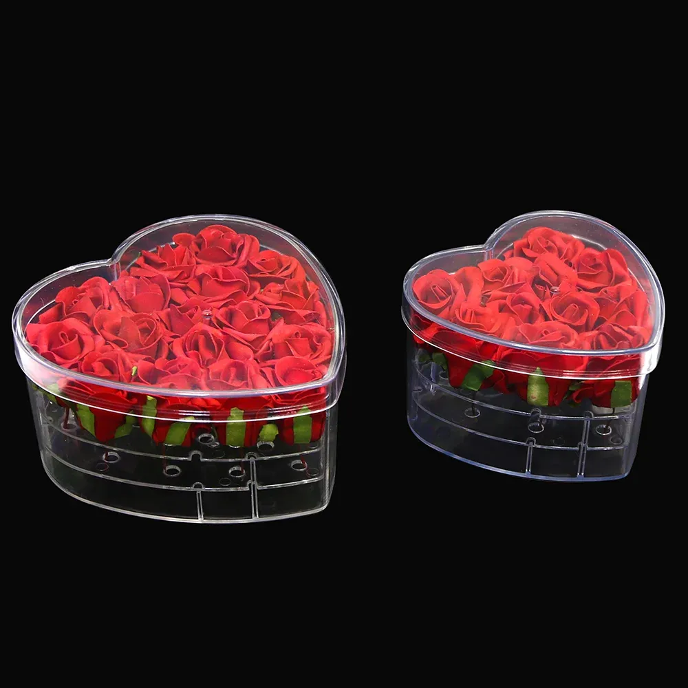 Heart Flower Holder With Cover Plexi Box