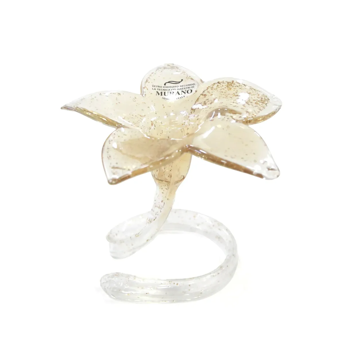 Murano Glass Flower – 5 Petals Gold Honey Decor