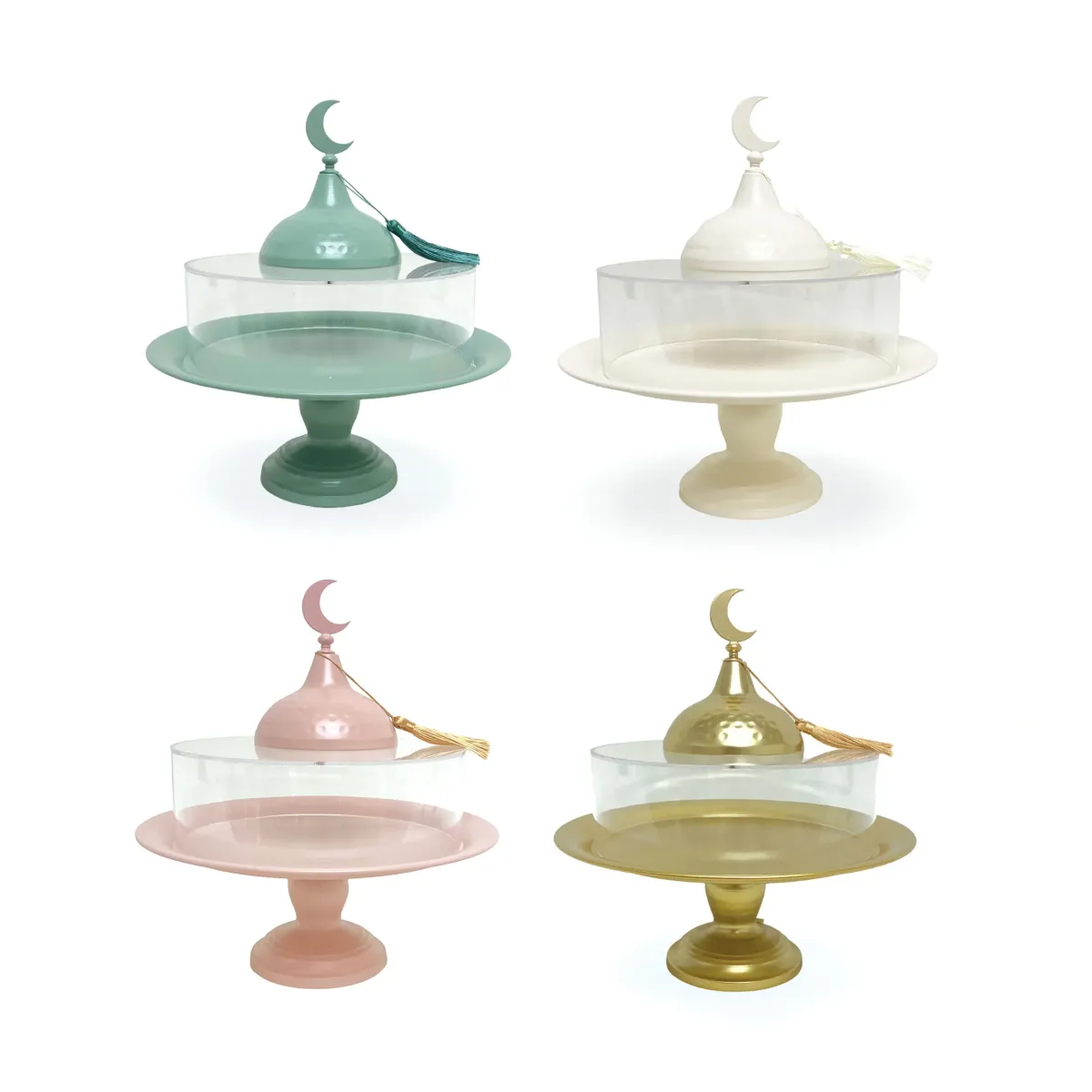 Metal Serving Cake Stand With Plexi Cover