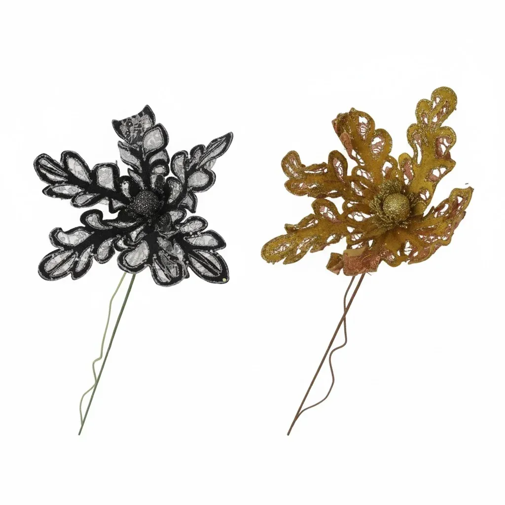Metallic Lace Poinsettias