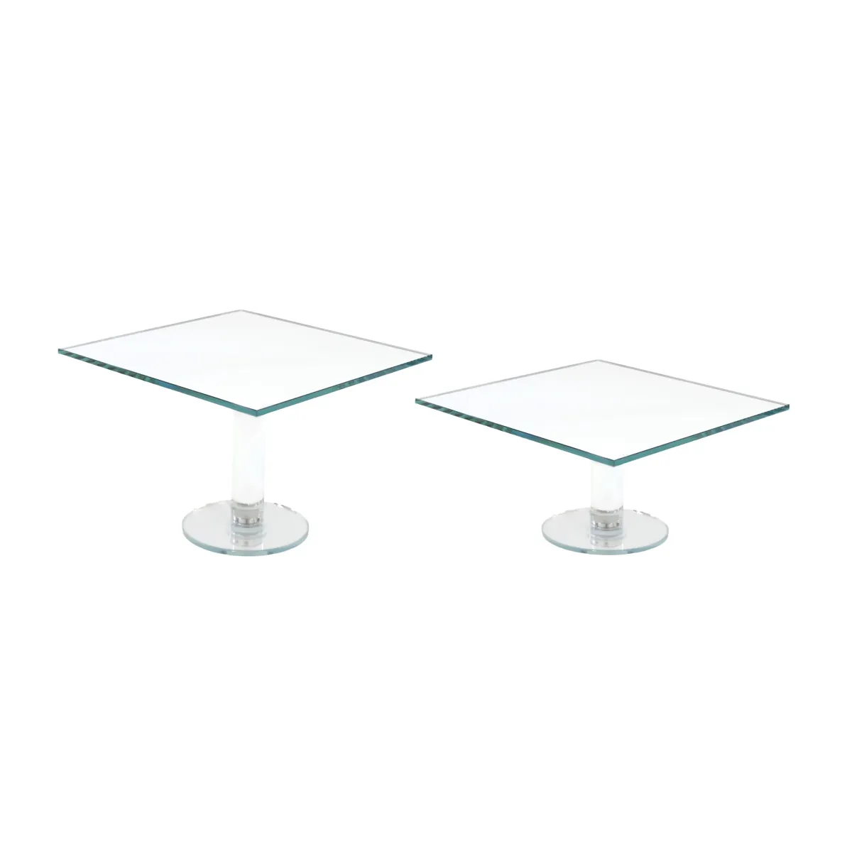 Square Mirror Glass Footed Tray – Elevated Glass Display Platform