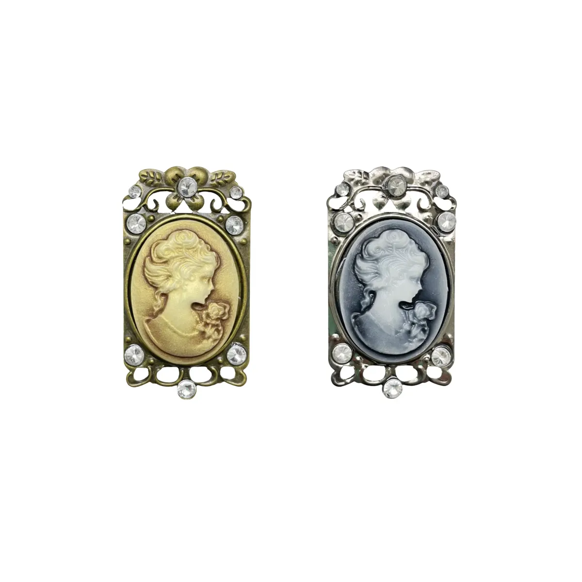 Rectangle Metal Frame Vintage Cameo Motif