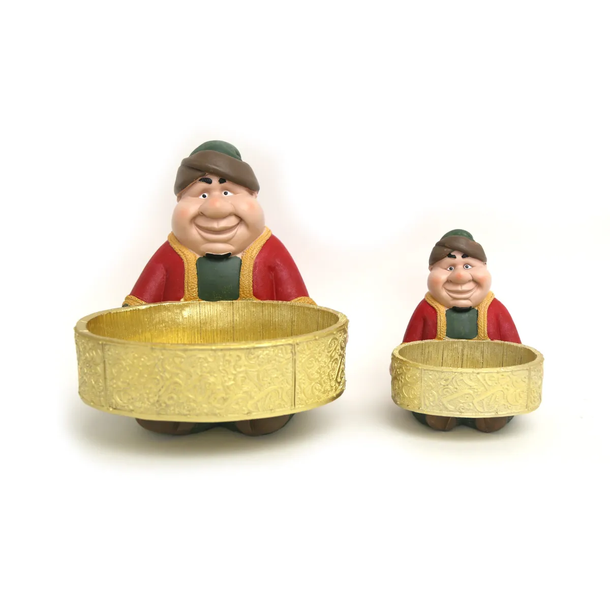 Freestanding Fat Man Fananees Holding Round Tray – Ramadan Decorative Collection | Festive Serving & Tabletop Accent