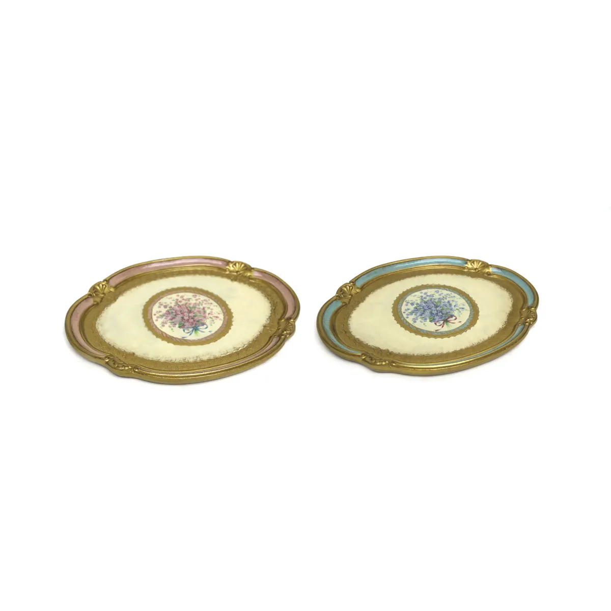 Shell Hands Bouquet Oval Vintage Tray – Elegant Decorative Serving Tray