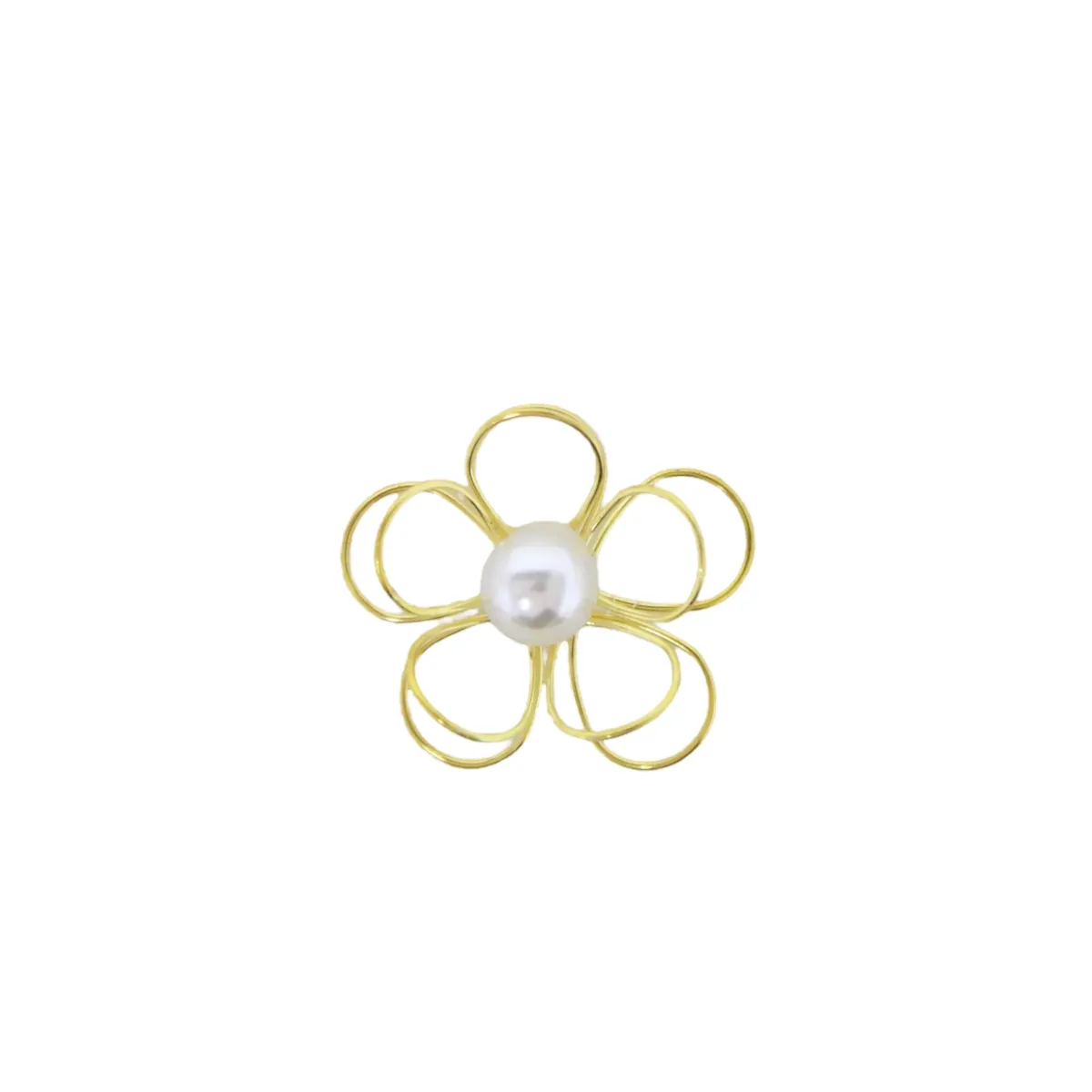 Pearl Center Metal Lily Flower Motif Embellishment