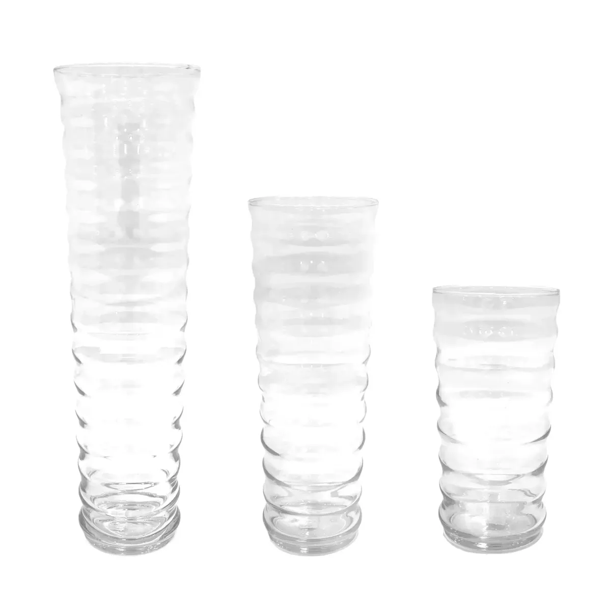 Ribbed Clear Glass Cylinder Vase