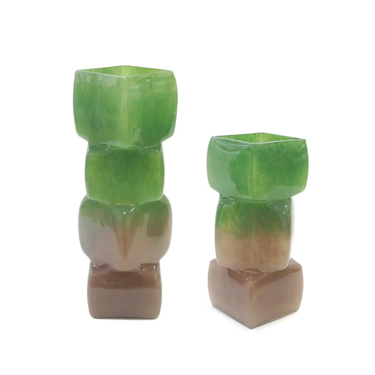 Green Cube Glass Vase