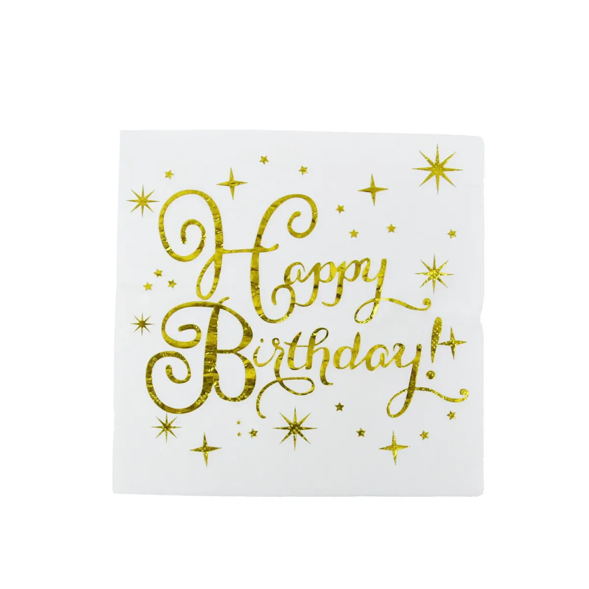 White & Gold “Happy Birthday” Napkin – Elegant Celebration Essential