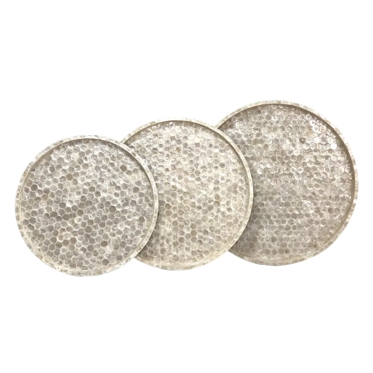 Beige Designed Handless Hexagon Tray – Elegant Decor Tray