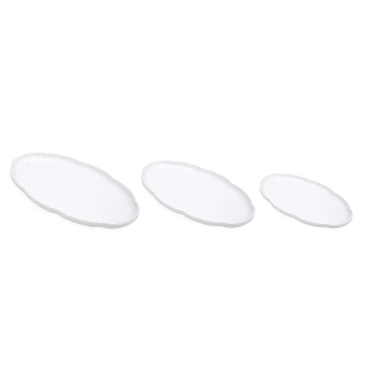 White Ocean Flower Oval Ceramic Dish