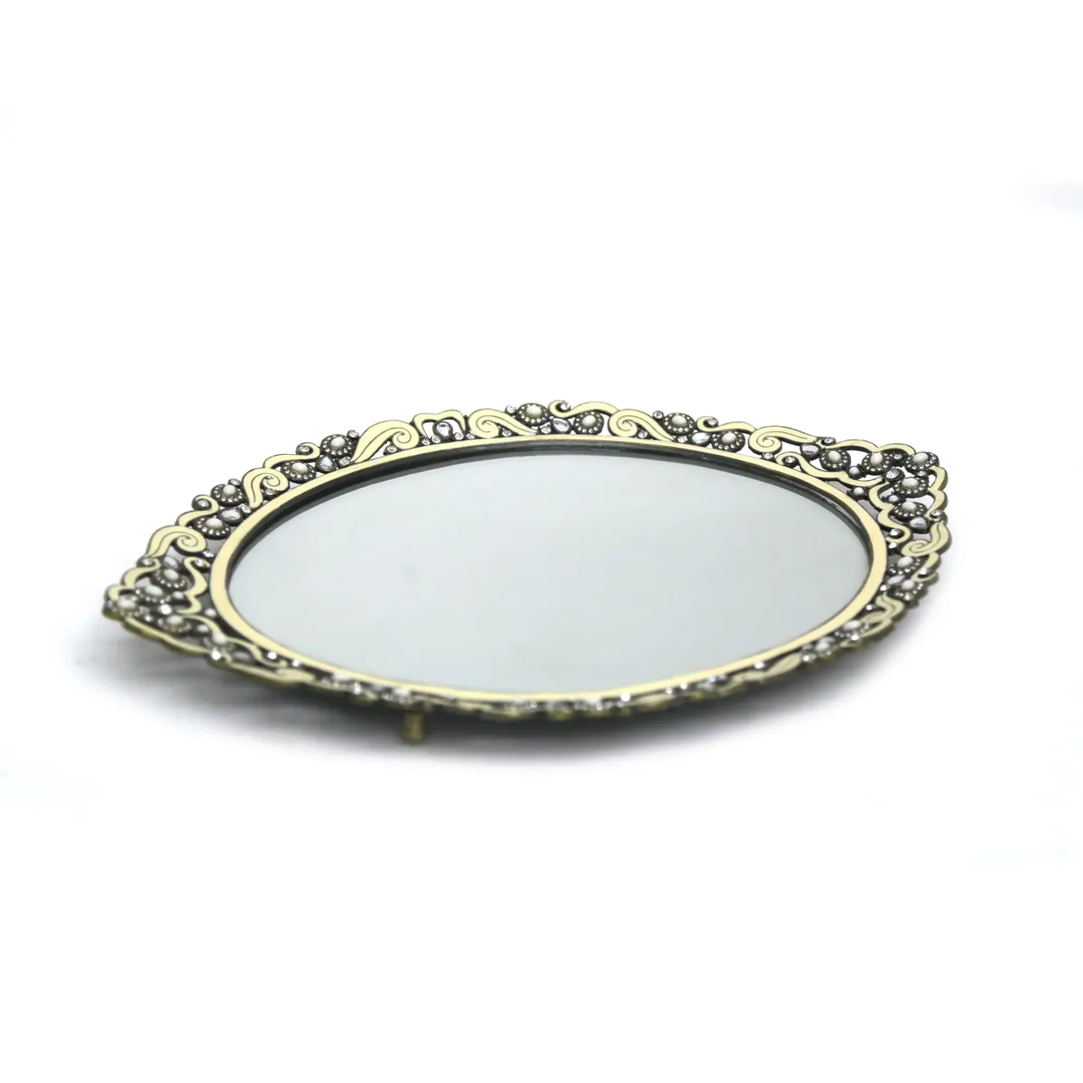 Antique Oval Mirror Tray