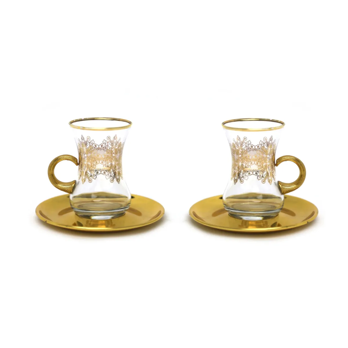 Ornate Tea Cup With Gold Metal Saucer
