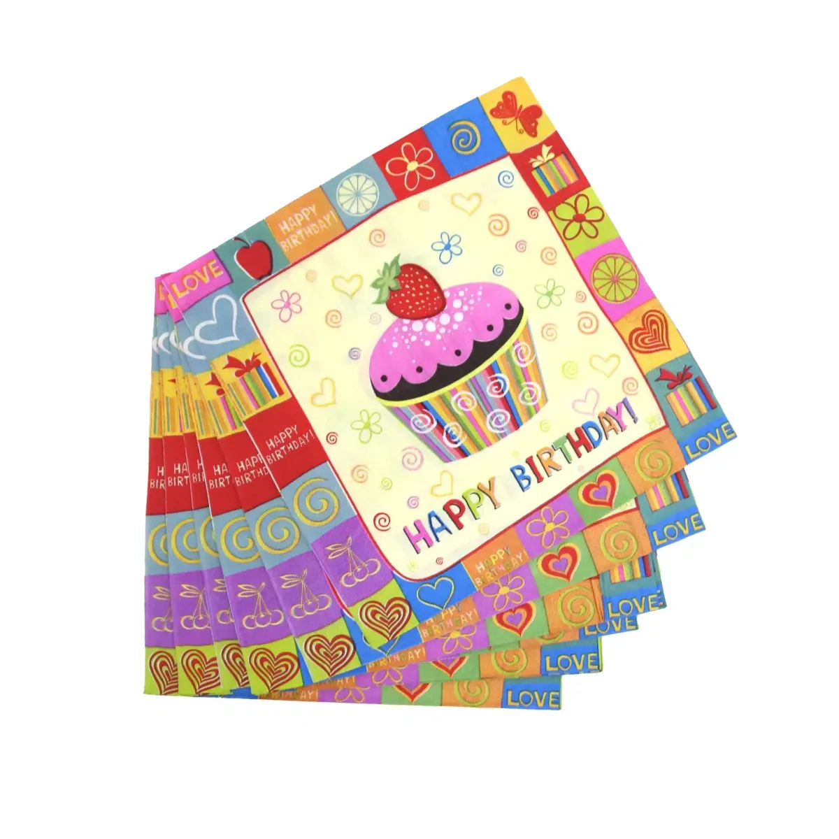 “Happy Birthday” Cupcake Designed Napkin – Sweeten Your Party Decor!