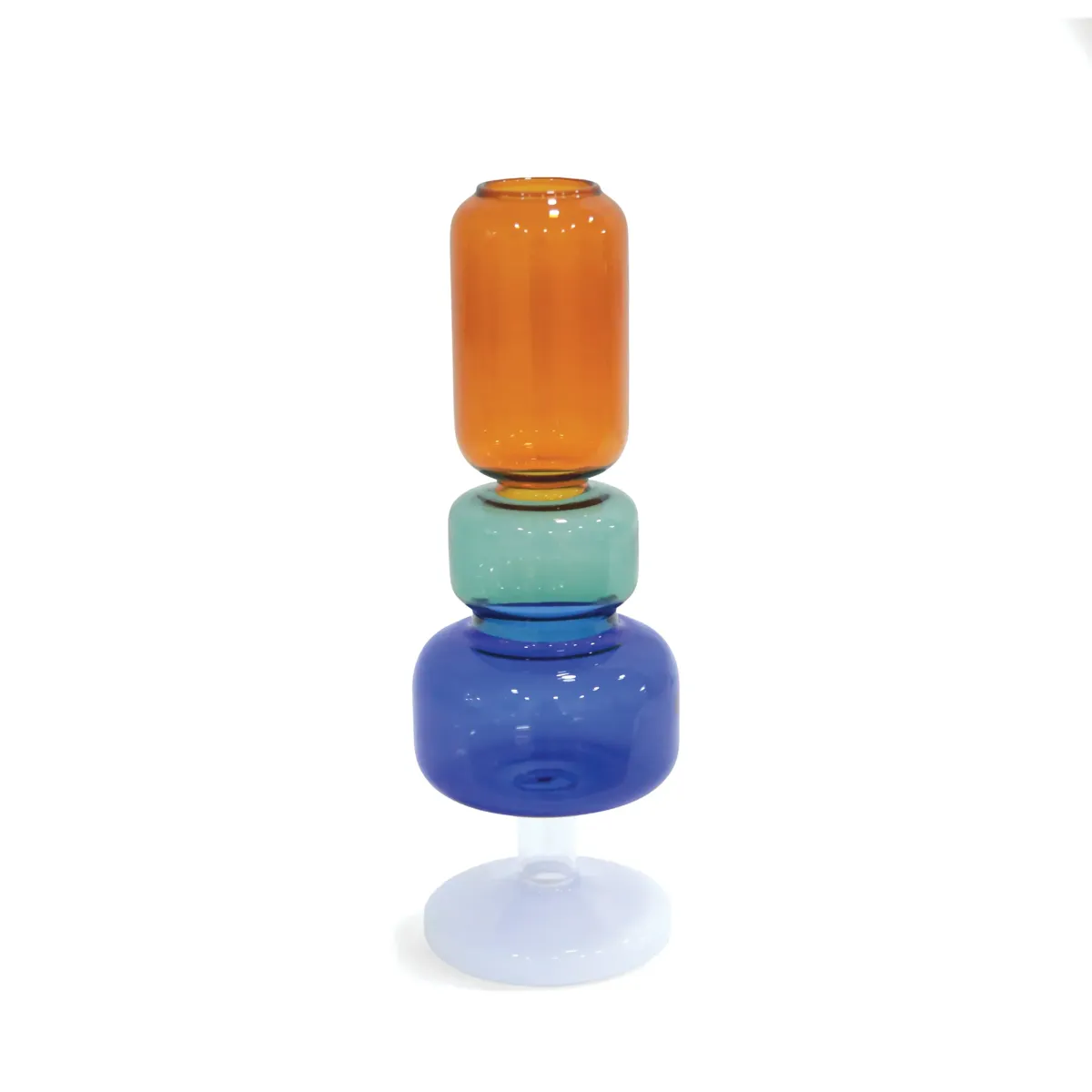 Orange Blue Pebble Glass Vase – Geo Footed Decor