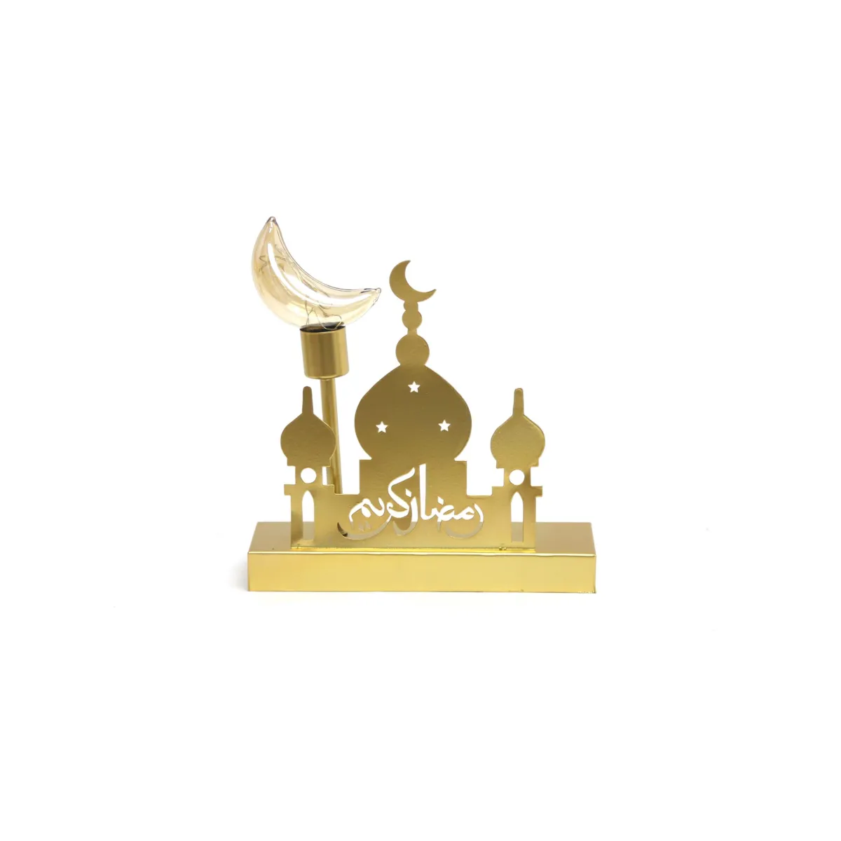 Luminous Ramadan Elegance: Gold LED Moonlight Mosque Stand