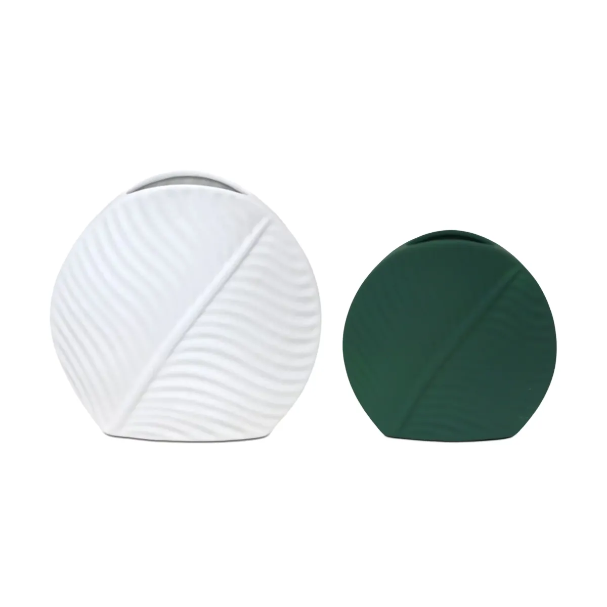 Forest Leaf Design Oval Ceramic Vase – Nature Inspired Accent