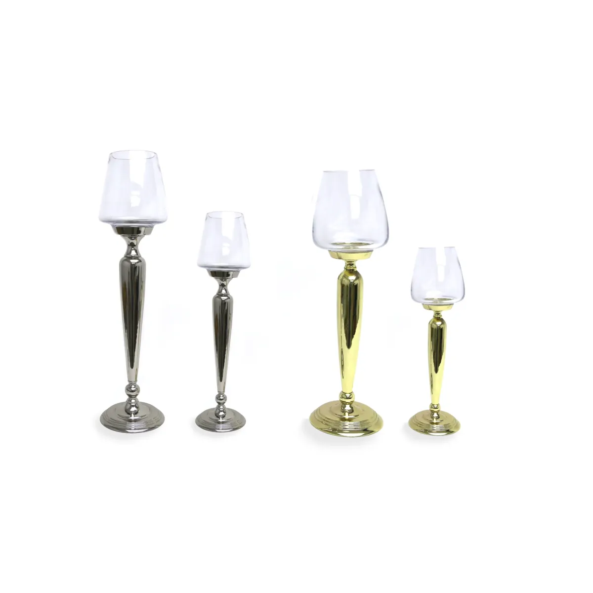 Metallic Base Plated Glass Candle Holder