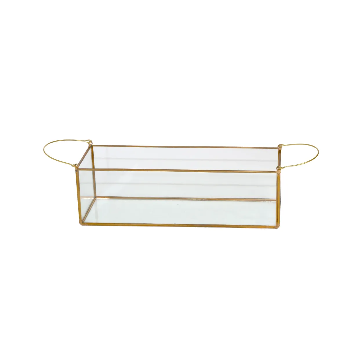 Gold Metal Hands Rim Glass Container – Decorative Box