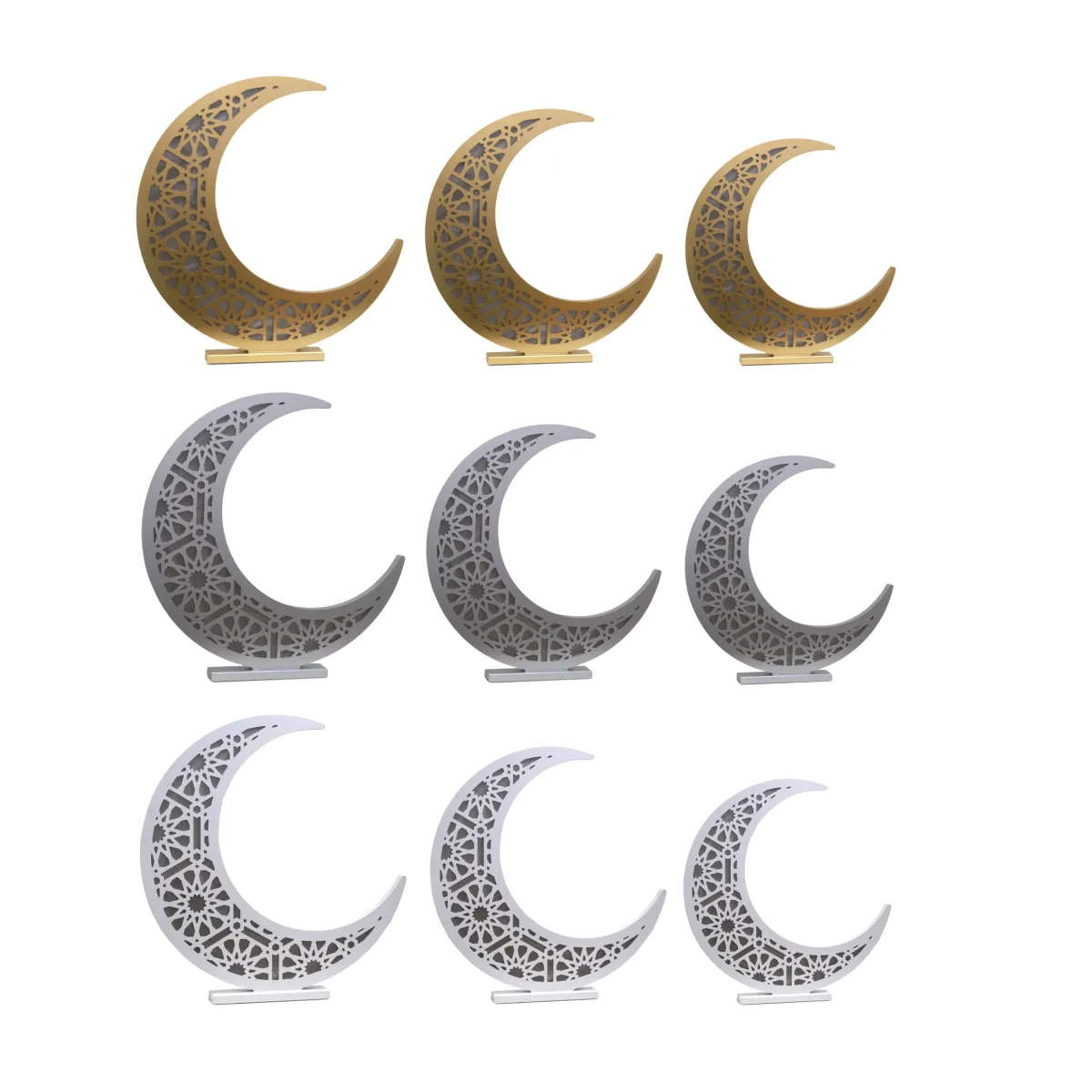 Crescent Moon Arabesque Stand with LED Light – Illuminated Ramadan Decoratives”