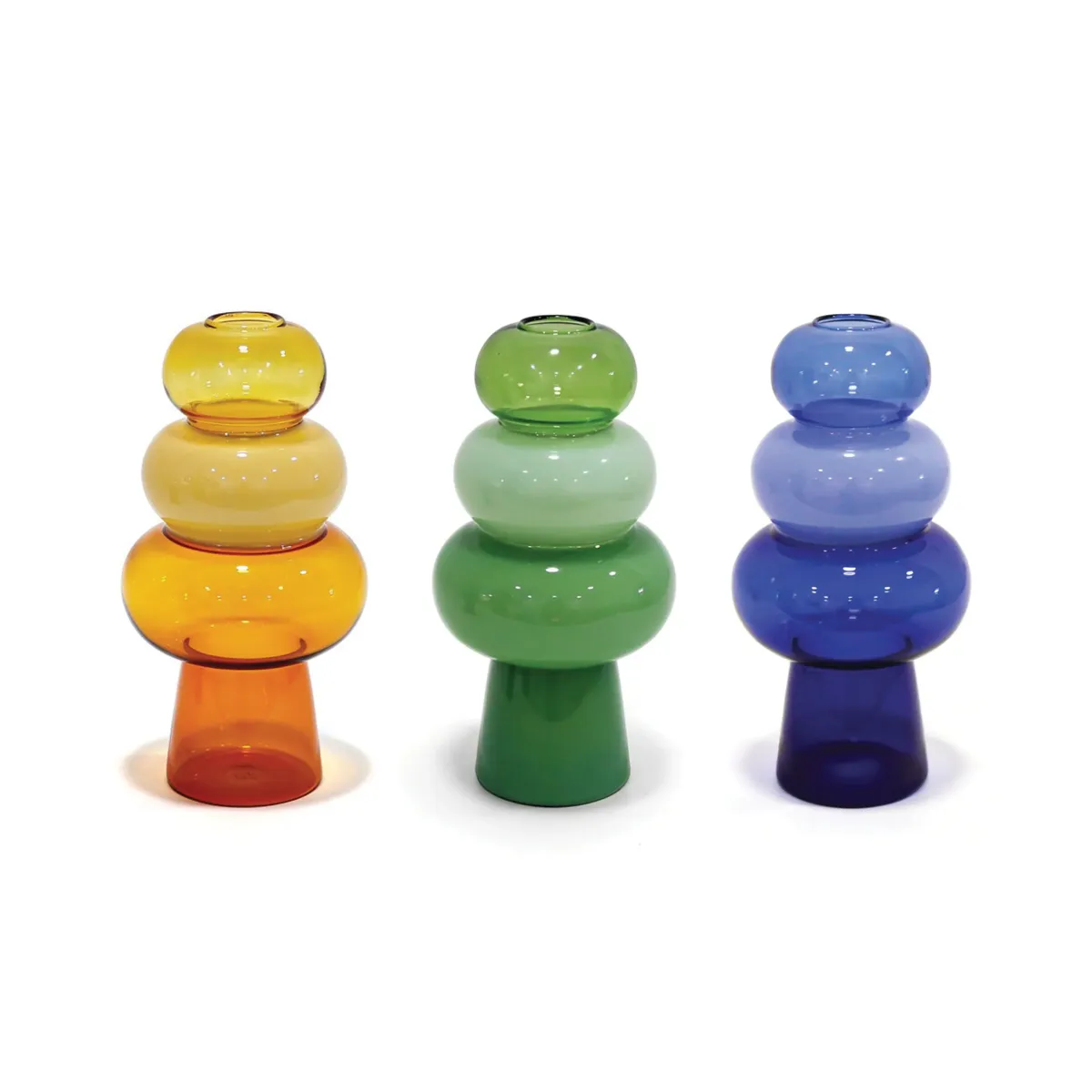 Two Pebble Footed Glass Vase – Shades Decor Vase
