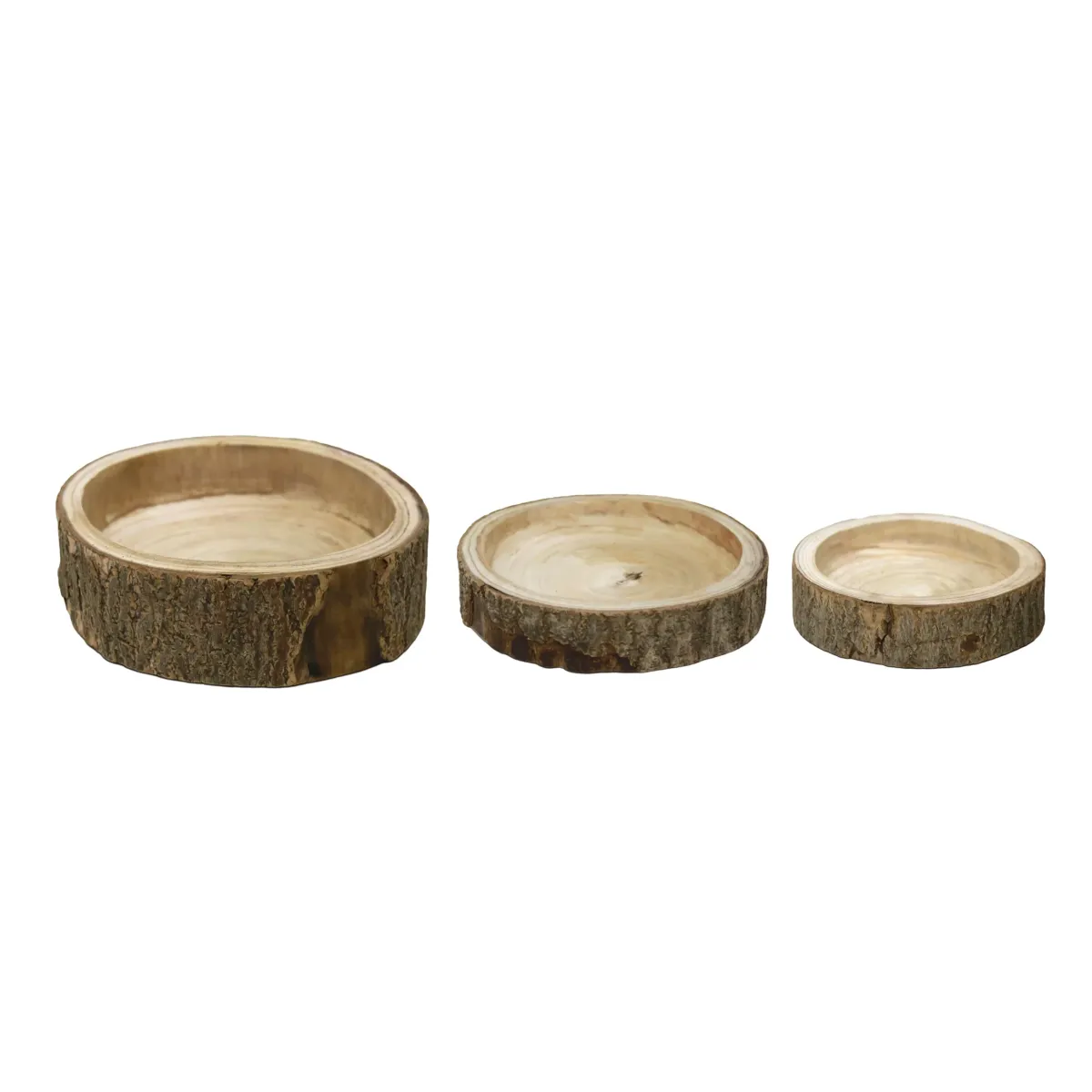 Round Natural Wood Handless Tray