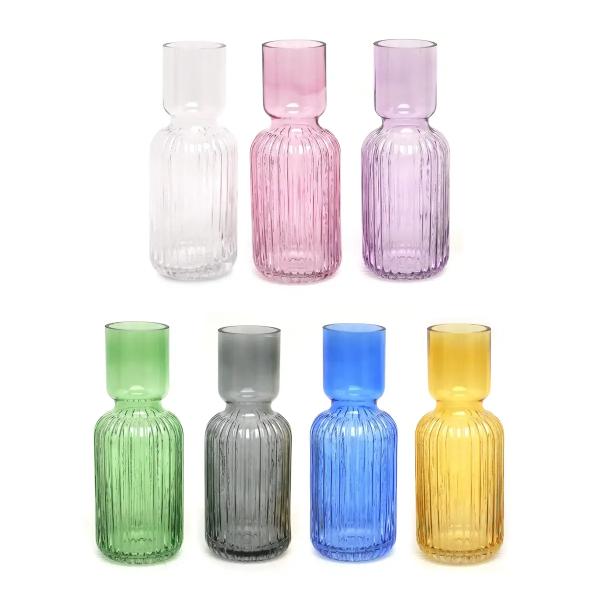 Decorative Ribbed Glass Vase – 8 cm × 23 cm Ribbed Glass Accent