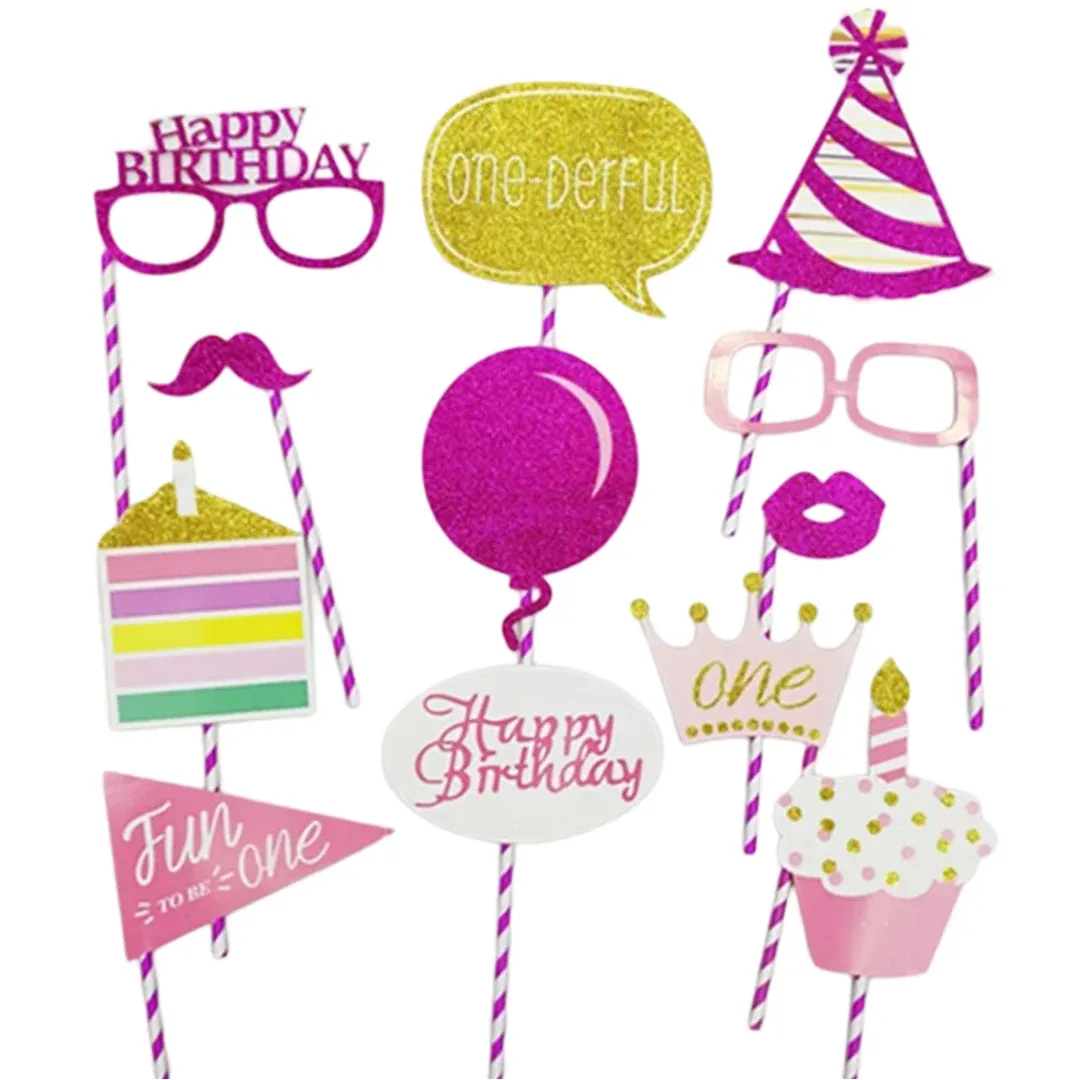 “One-Derful Girl” Props on Sticks – Celebrate Her First Birthday with Fun!