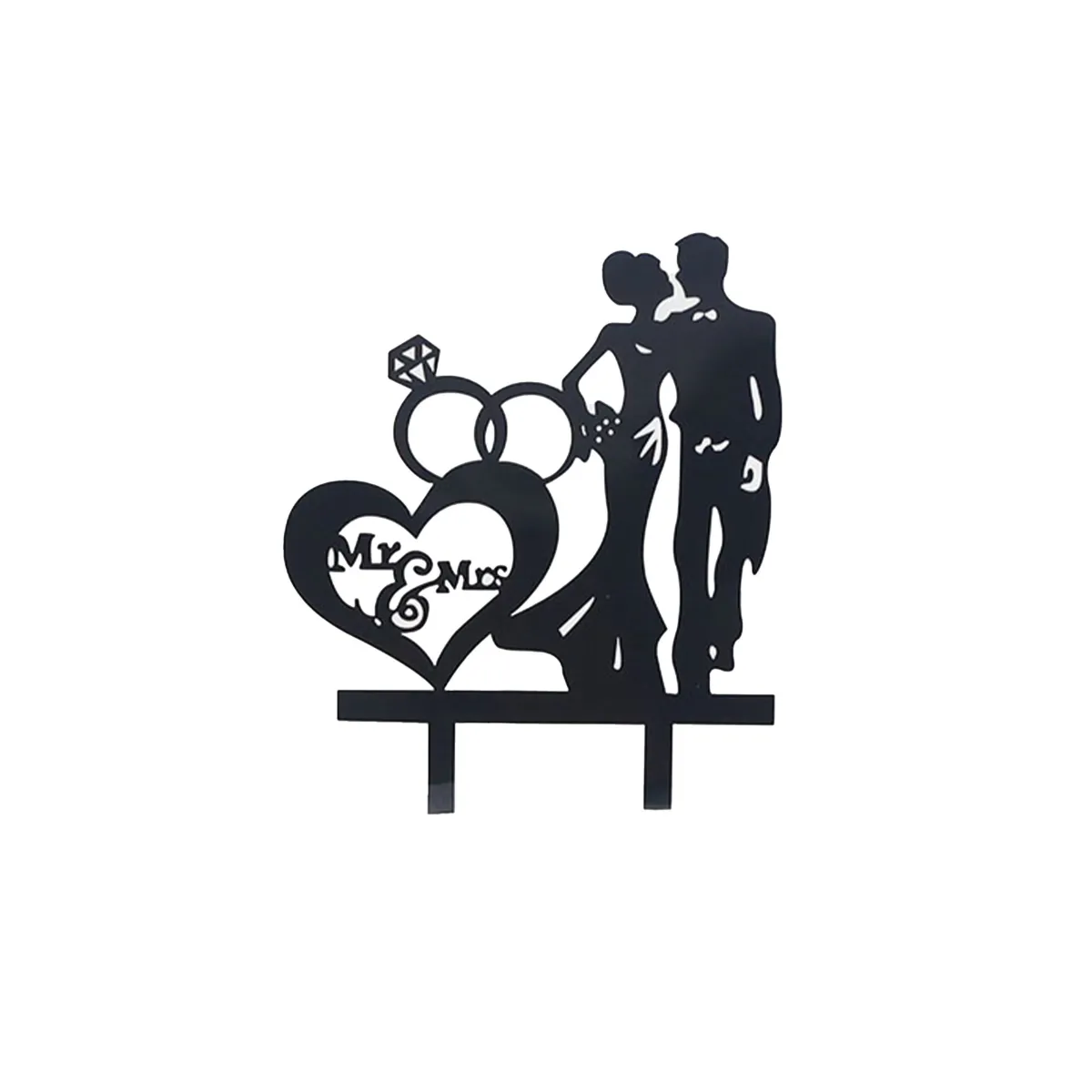 Black “Mr&Mrs” with Rings Plexi Cake Topper – Symbol of Everlasting Love!