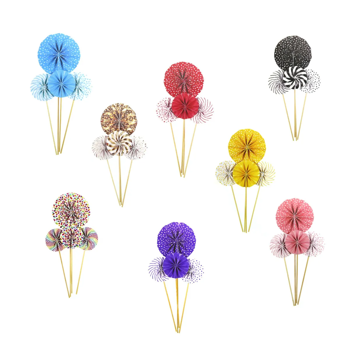 Mini Paper Fan Cake Picks – Charming & Colorful Decoration!