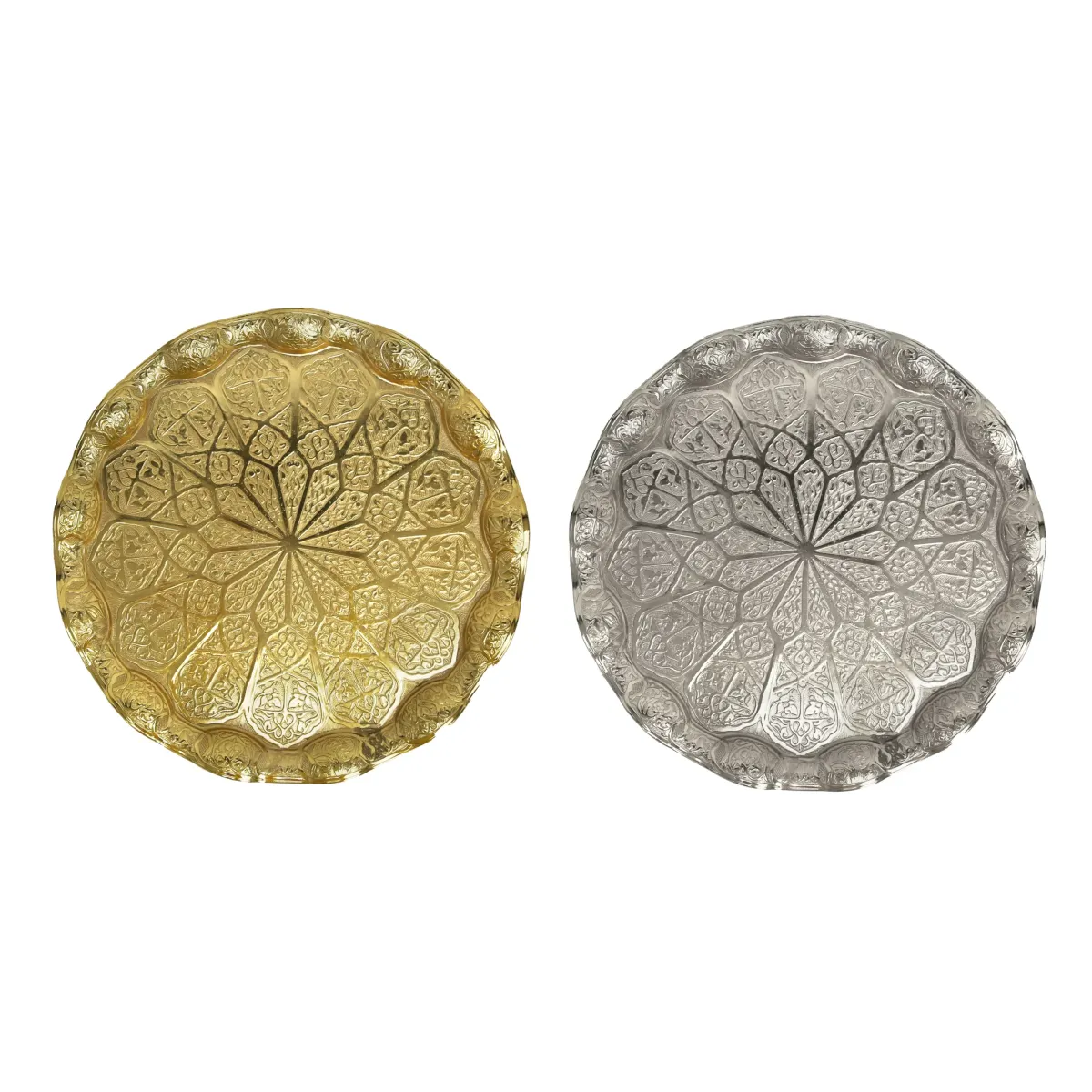 Round Wavy Rim Thick Metal Tray