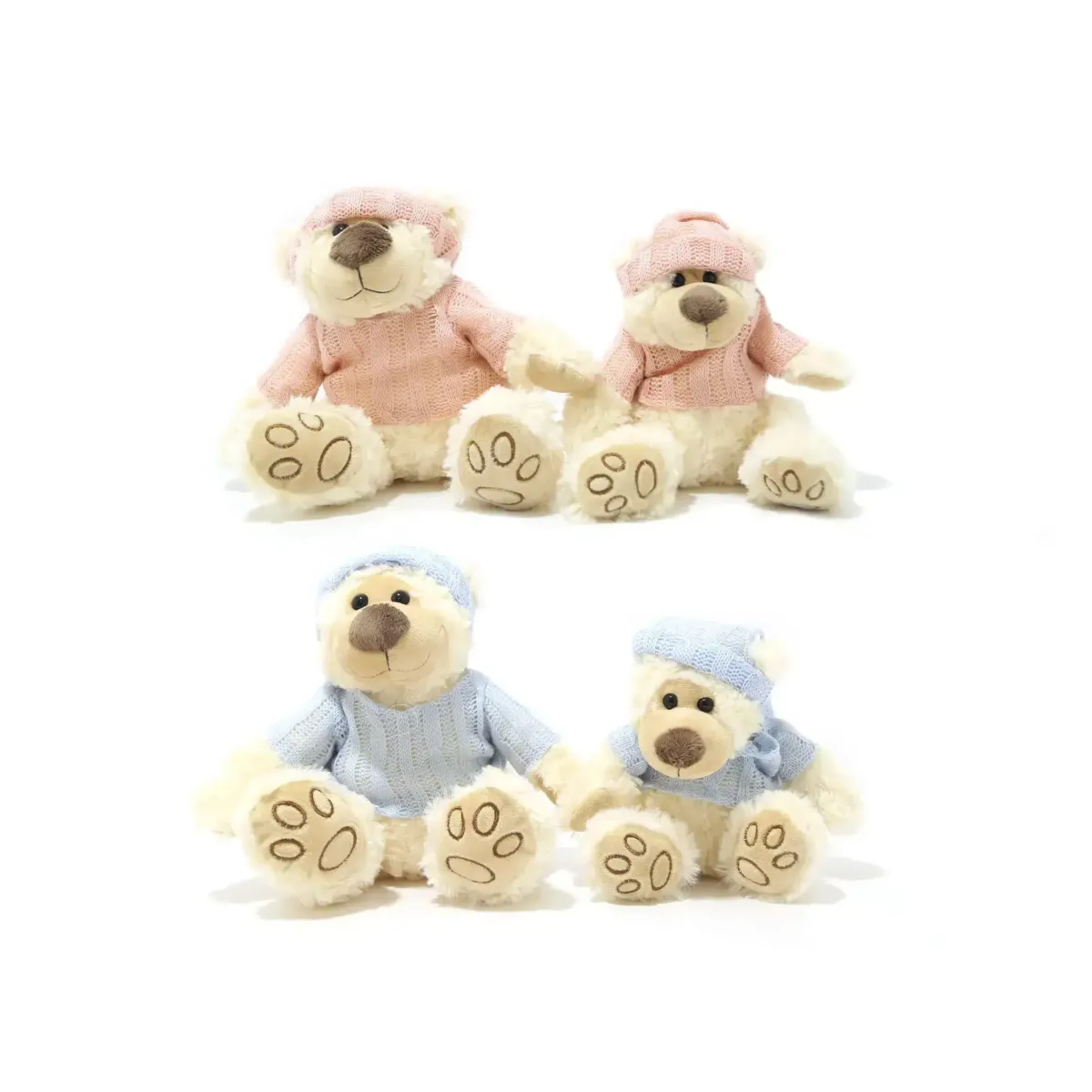 Sitting Bear Wearing Hat & Pullover Plush Toy