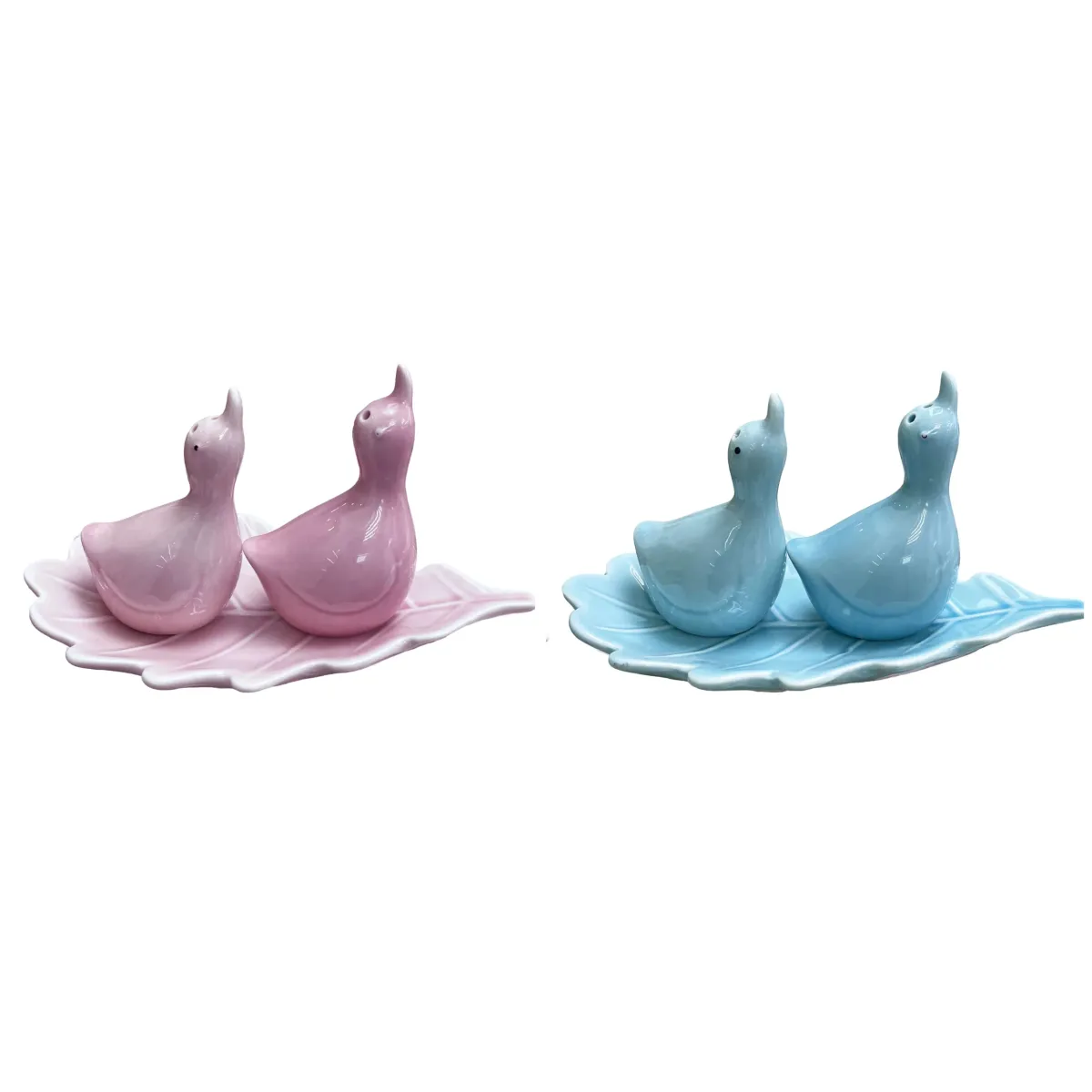 Duck Salt & Pepper Set – Head Up Leaf Design