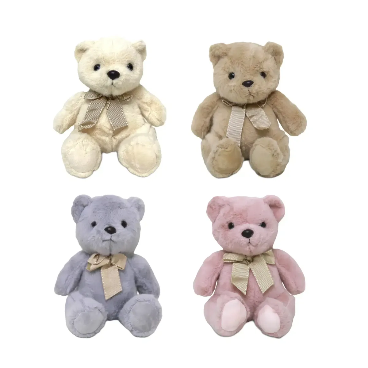 Greige Bow Tied Stuffed Teddy Bear