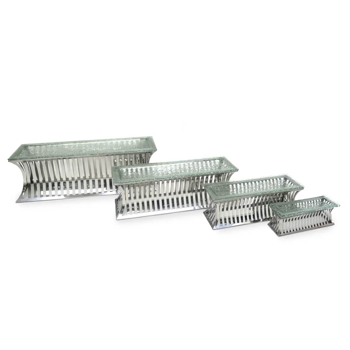 Four Tier Glass Stainless Steel Serving Stand