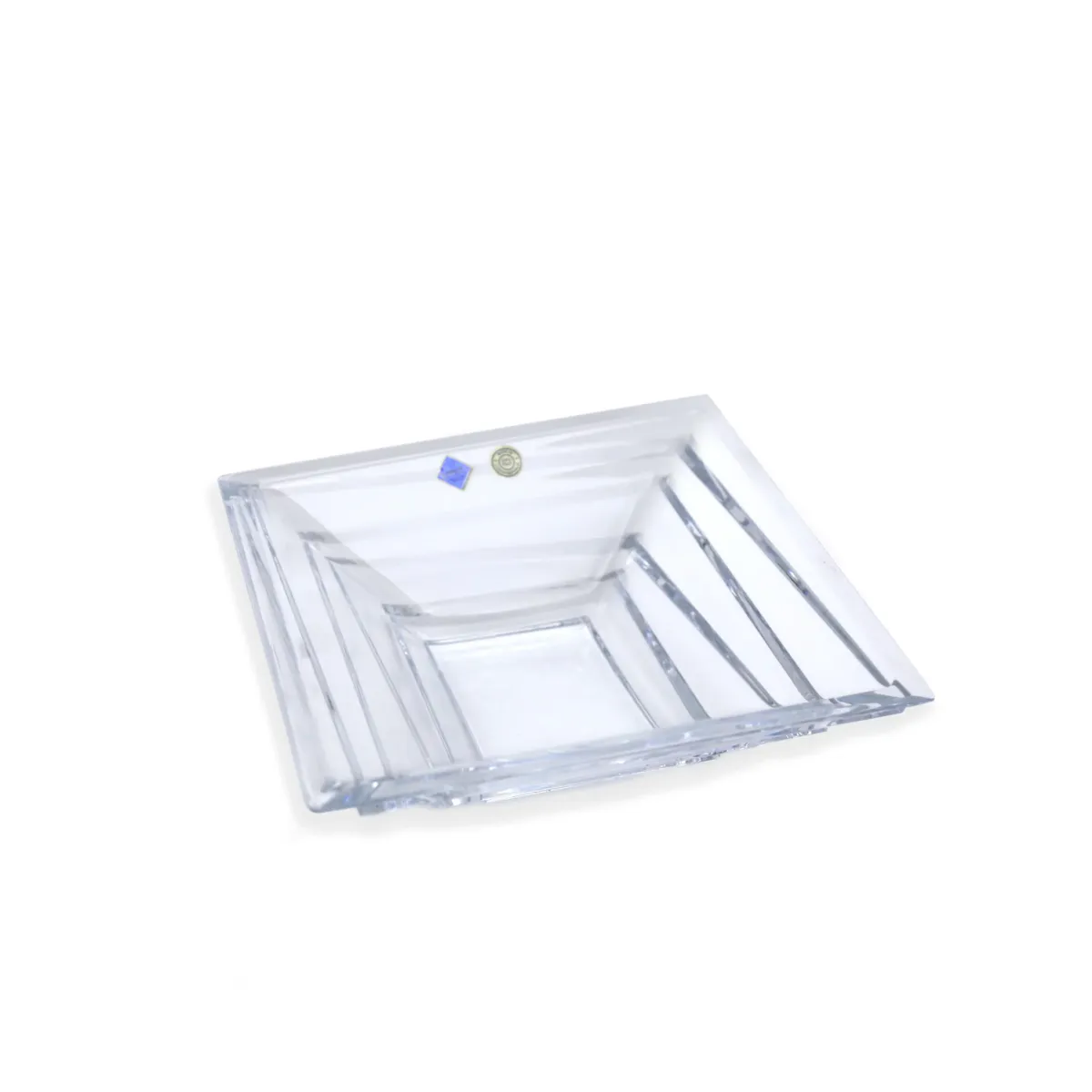 Transparent Crystal Bohemia Semi-Square Rocky Bowl – Modern Elegance with Organic Texture!