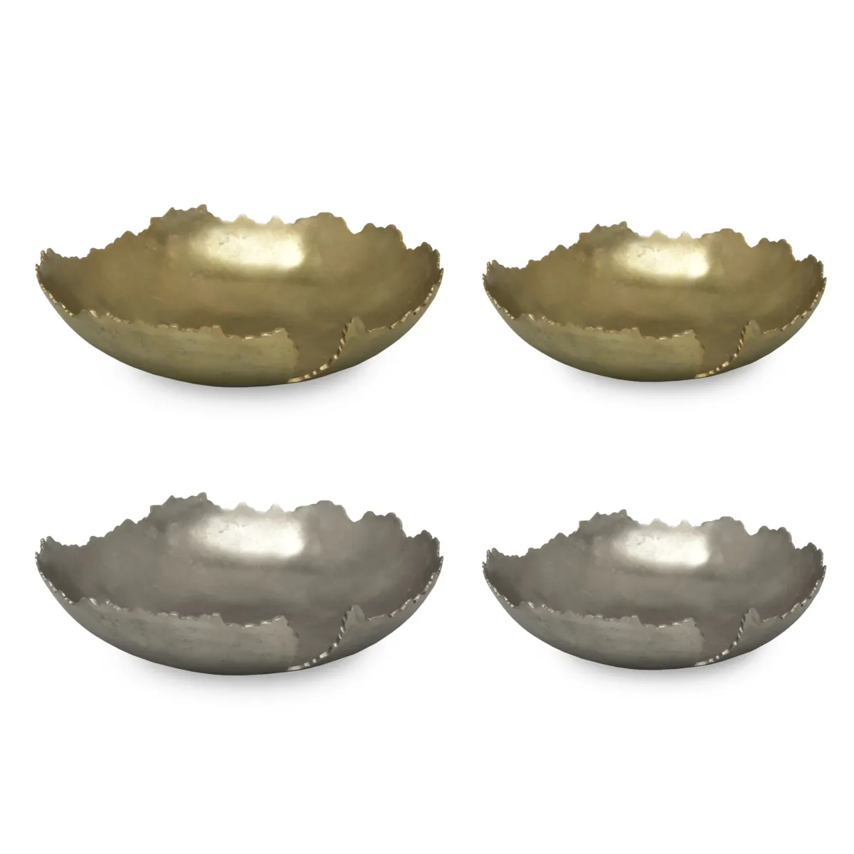 Alu Round Raw Broken Edged Bowl – 2 Sizes Metallic