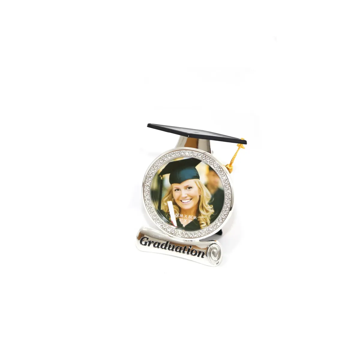 Strassed Graduation Frame with Black Hat – Elegant 8×10 Diploma Display with Rhinestone Cap, Perfect Graduation Gift for Her