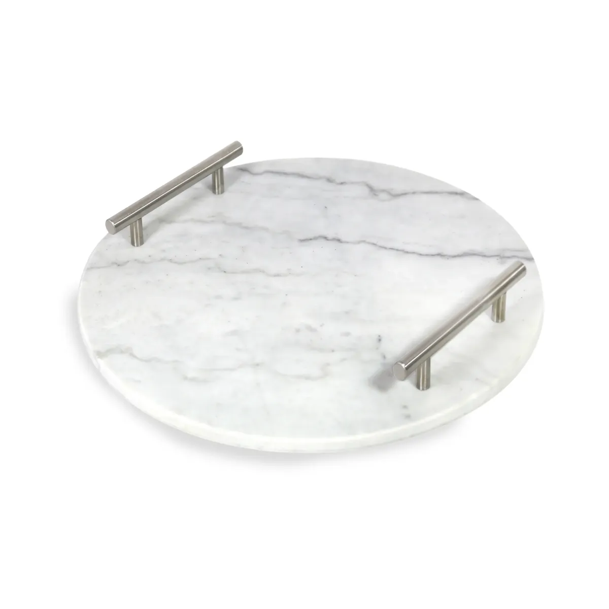Marble Cutting Board with Silver Metal Rack – Premium Set
