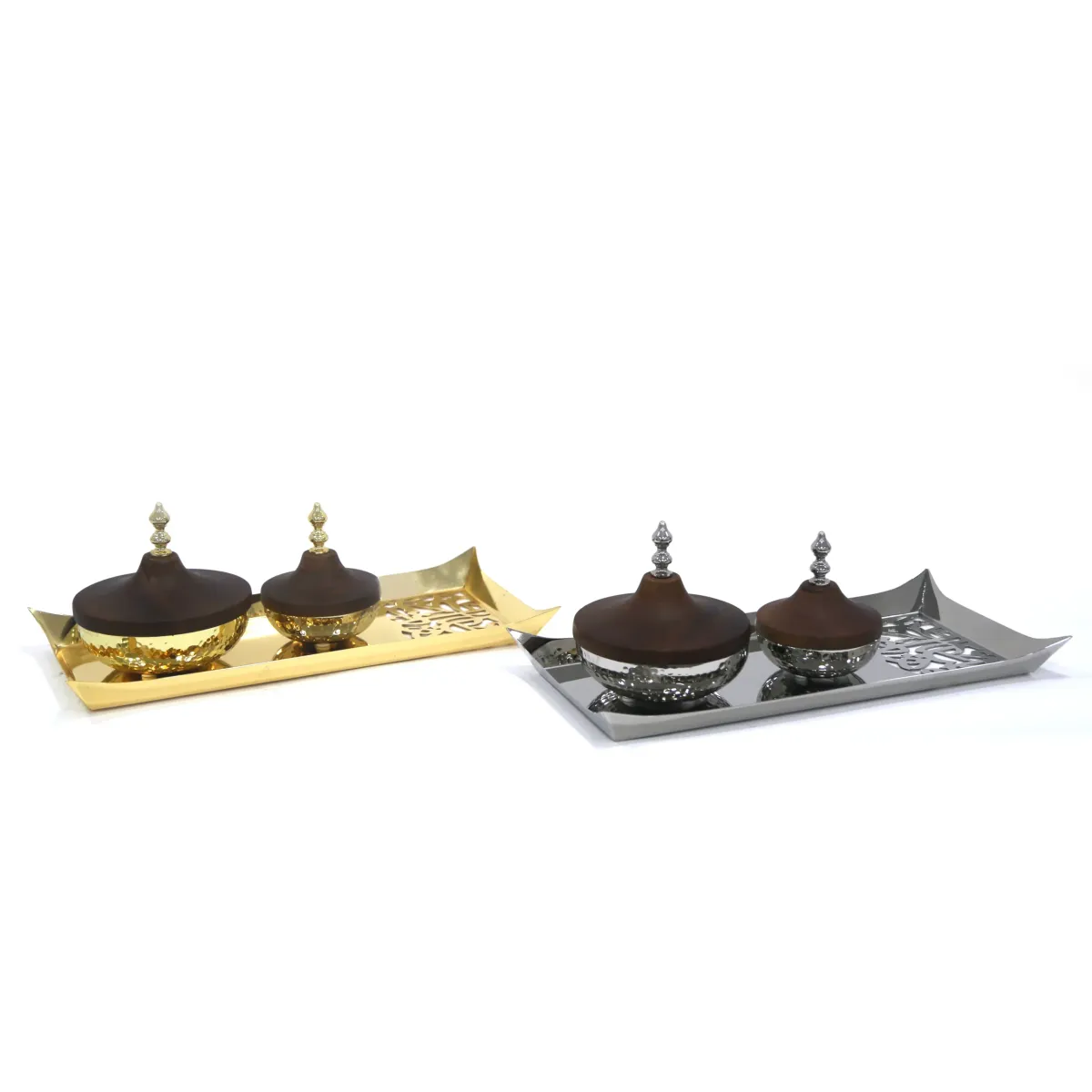 Wooden Lid Pots Calligraphy Tray Serving Set