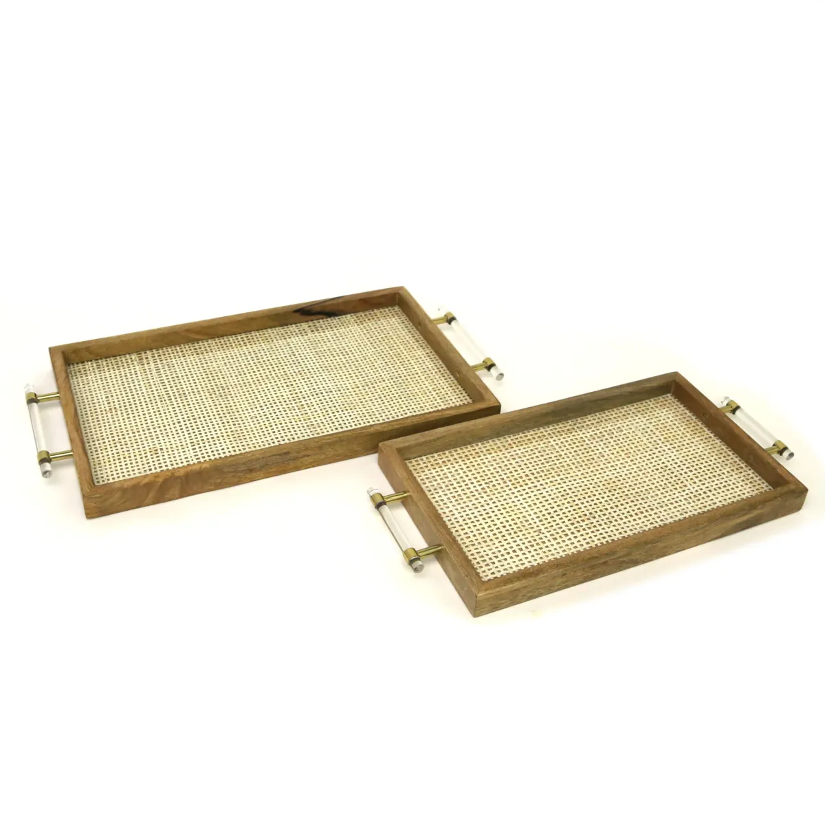 Natural Wood Rattan Set