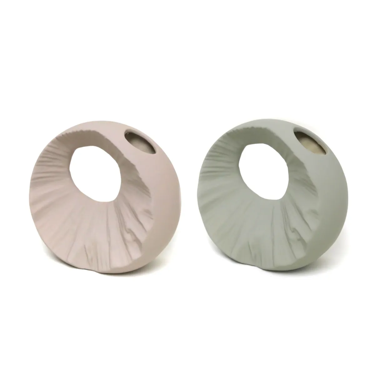 Modern Rays Print Ceramic Vase – 18 × 9.5 × 18 cm