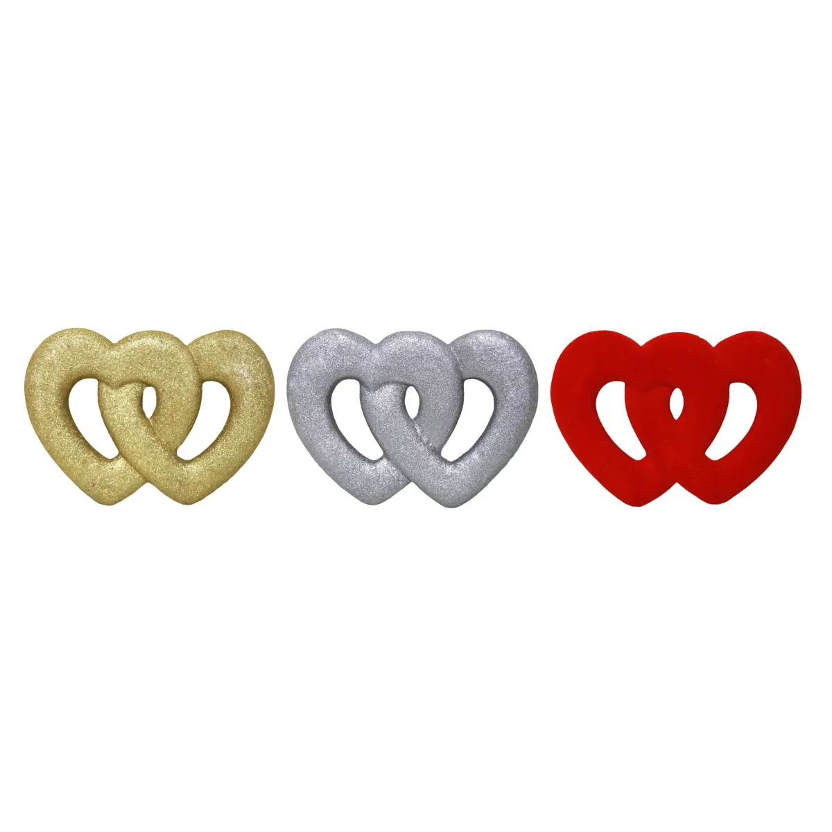 Glittered 2 Crossed Hearts Foam Decoration – A Sparkling Symbol of Love!